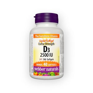 کپسول ویتامین D3 وبر نچرالز ۲۵۰۰ واحدی (۱۸۰ عددی)